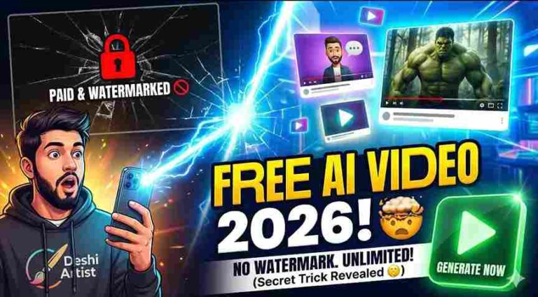 ​"2026 में बिना वाटरमार्क के फ्री AI वीडियो बनाने का राज़ जानें! (Secret Trick Revealed 🤫)"
