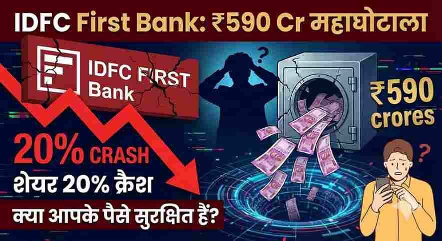 IDFC First Bank में ₹590 करोड़ का महाघोटाला: शेयर 20% क्रैश, जानें निवेशकों और ग्राहकों के पैसे का क्या होगा? 1 IDFC First Bank: The ₹590 Crore Scam Exposed? | Is Your Money Safe?